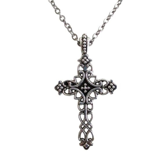 New Intricate Cross Pendant Necklace - 19" Stainless Chain - Gift Boxed - Picture 1 of 8